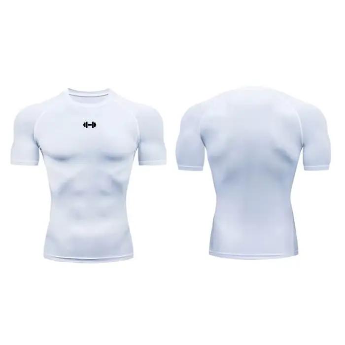 T-shirt de compression pour hommes été - Séchage rapide et élastique pour course et sport