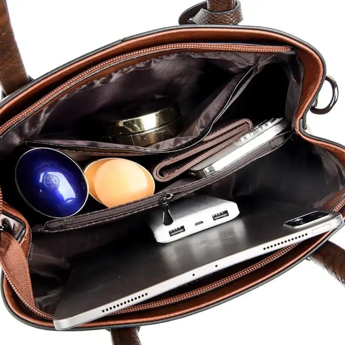 Sac à bandoulière Patchwork de luxe pour femmes, sac à main en cuir de grande capacité, fourre-tout