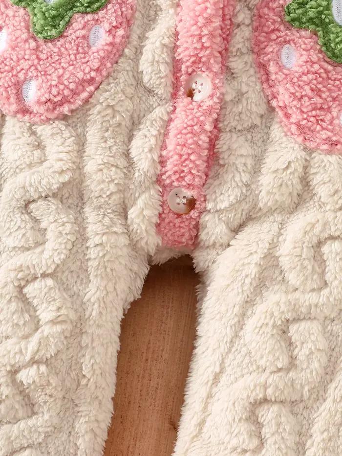 Ensemble barboteuse bébé en polaire épaisse double face avec col en peluche, barboteuse tricotée à m