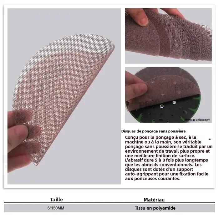 20 PC 6 pouces 150mm crochet boucle maille sans poussière Anti-blocage papier de verre abrasif 80-600 grain peinture voi