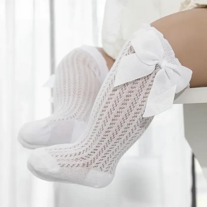 Lawadka bébé fille chaussettes enfant en bas âge bébé arc coton été maille bébé genou chaussettes no