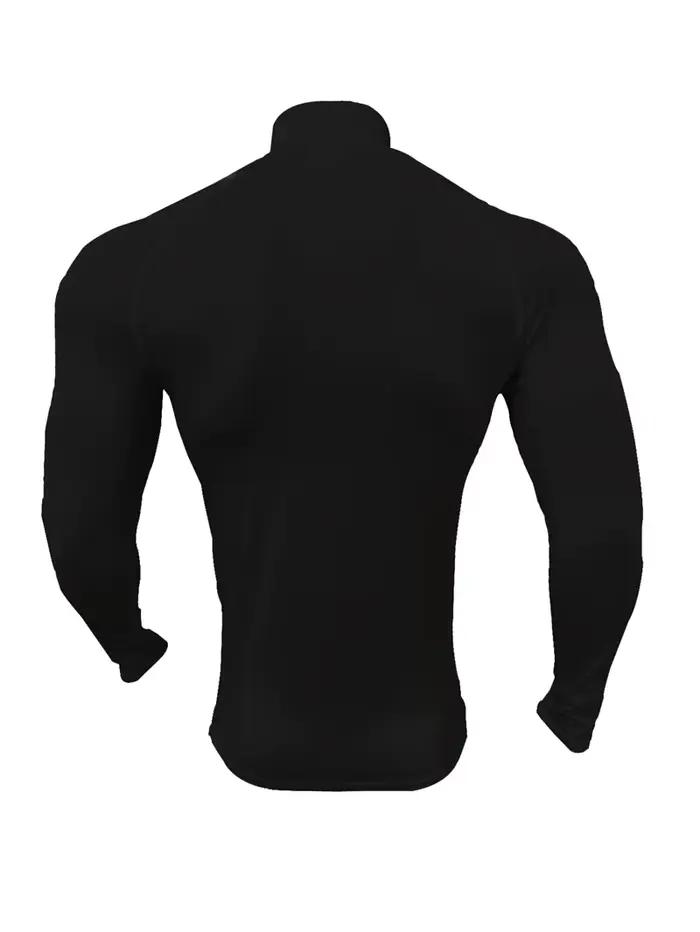 Fitness Compression Sport T-shirt Gym course exercice élastique manches longues sweat demi zip haut