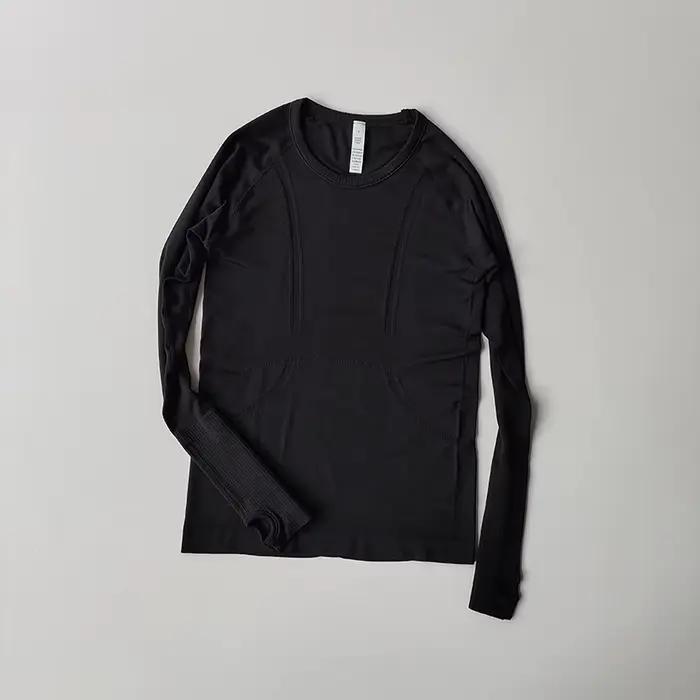 Vêtements de yoga pour femmes, hauts de sport, col rond, sans couture, slim, t-shirt de course, fitn