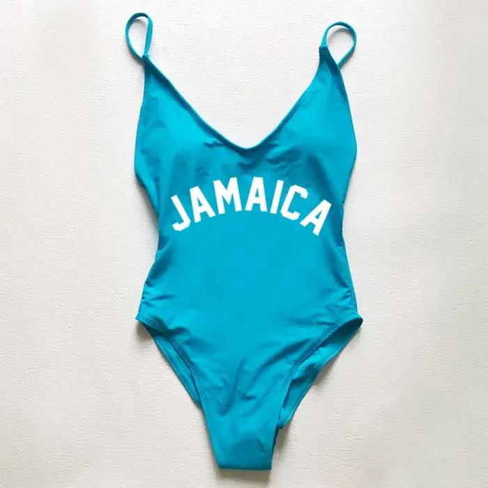 Maillots de bain femmes 2025 Sexy rembourré une pièce maillot de bain JAMAICA lettre maillot de bain