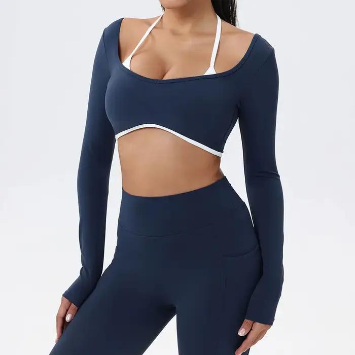 Haut de Sport Sexy pour femmes, T-shirts de Yoga dos nu, chemises de course, d'entraînement, de gymn