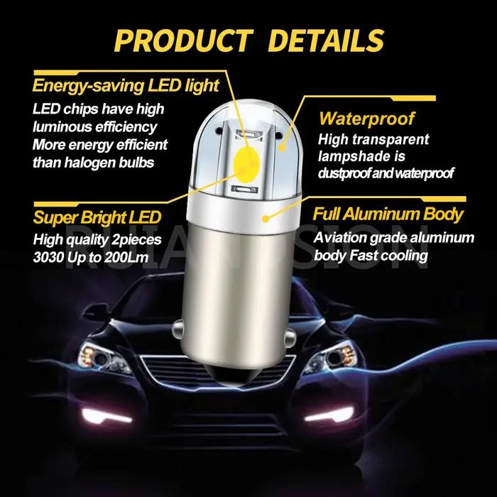 RUIANDSION4X BA9S T4W 3030SMD-Ampoule LED pour Coffre de Voiture