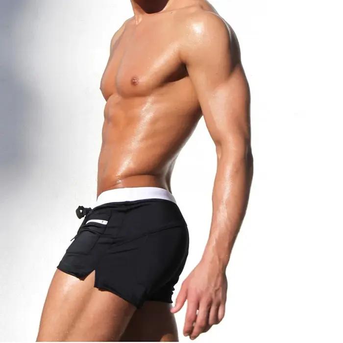 Maillot de bain pour hommes avec poche zippée, short de bain d'été avec doublure, séchage rapide, re
