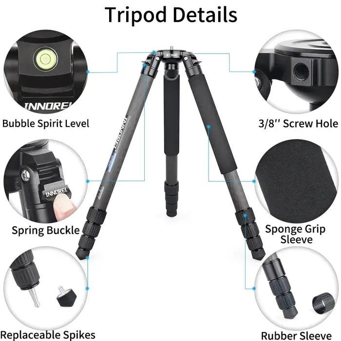 Trépied professionnel en Fiber de carbone NT364C, pour appareil photo DSLR, caméscope vidéo, robuste