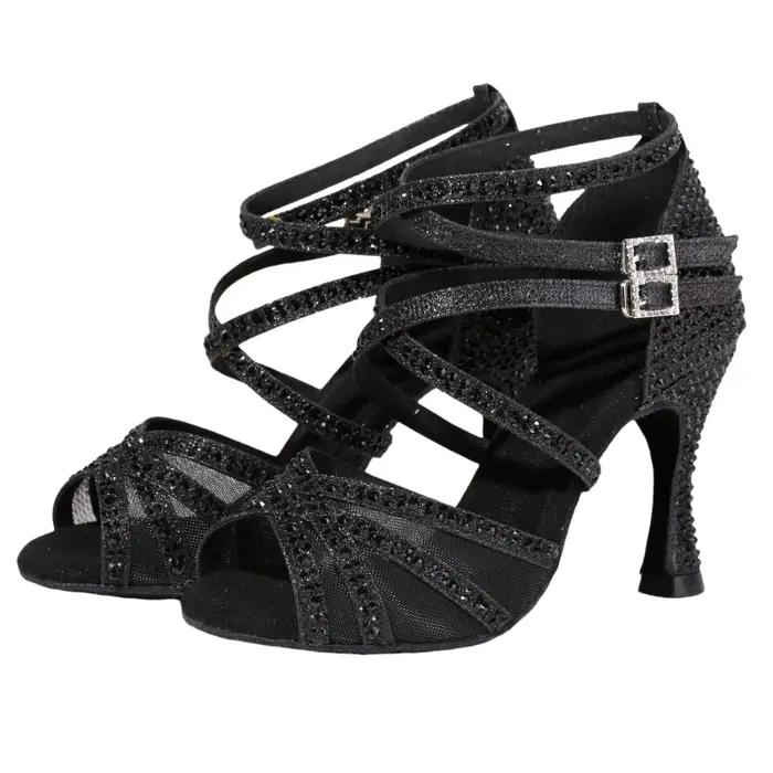 Nouvelles chaussures de danse latine pour femmes adultes, talon de 7.5cm avec semelle souple cloutée