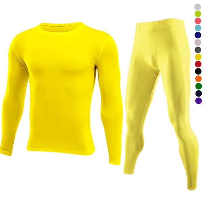 Ensemble fitness Dean M pour homme - Long tee et leggings collants pour sport outdoor et intérieur