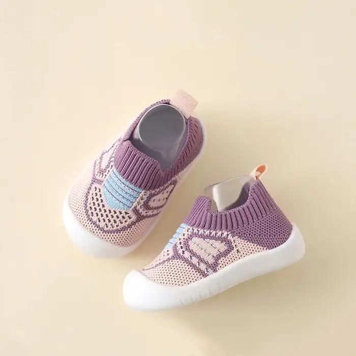 Chaussures antidérapantes et respirantes pour bébé, chaussettes de sol avec semelle en caoutchouc po