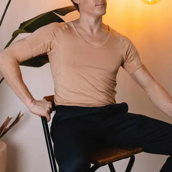 T-shirt à col en V pour homme et femme, maillot de corps anti-transpiration, garanti rester au sec