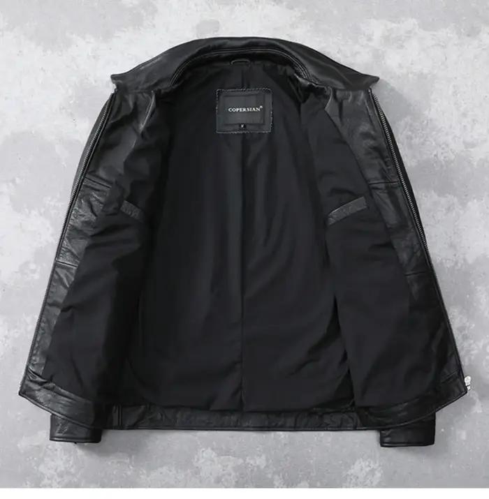 Veste en cuir véritable pour hommes, première couche de peau de vache, cuir pur de Style revers, lég