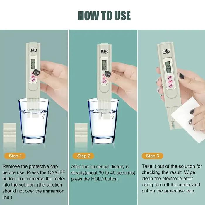 Testeur d'eau numérique TDS, stylo de qualité de l'eau PPM, plage de mesure 0-9999 PPM, idéal pour l