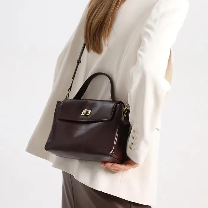 Sac à bandoulière en cuir véritable pour femme, sac à main vintage en cuir huilé, petit sac de luxe
