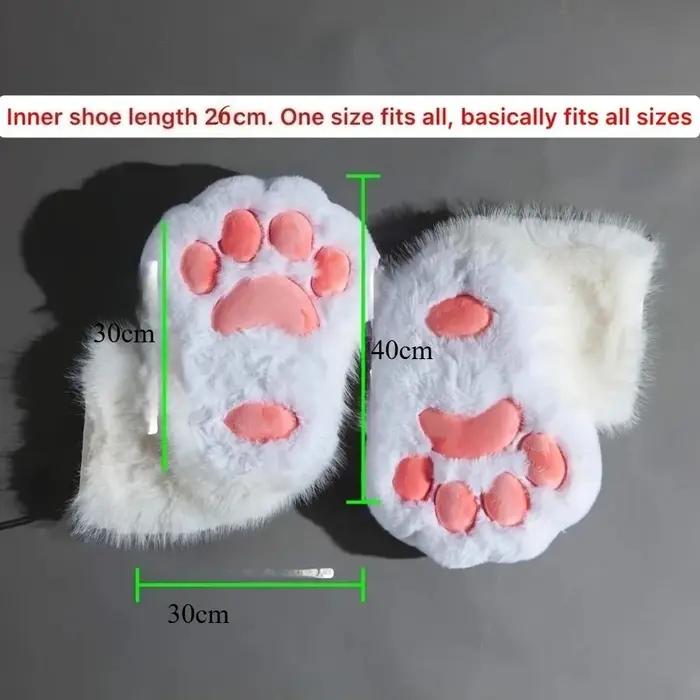 Kawaii Anime Cosplay patte de chat chaussons en peluche femmes chaud hiver maison pantoufles mignon