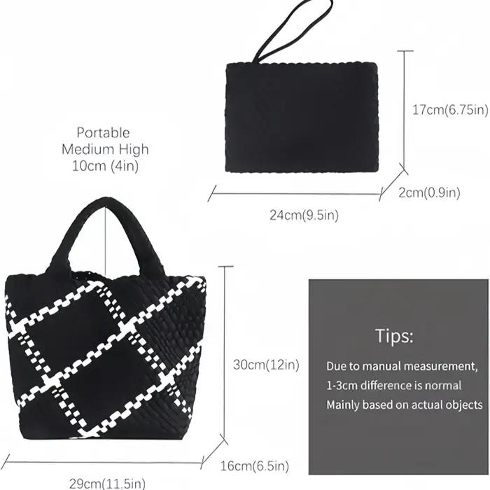 Sac tissé pour femmes, sac fourre-tout en néoprène, sac à main de plage d'été, sac à main rétro fait