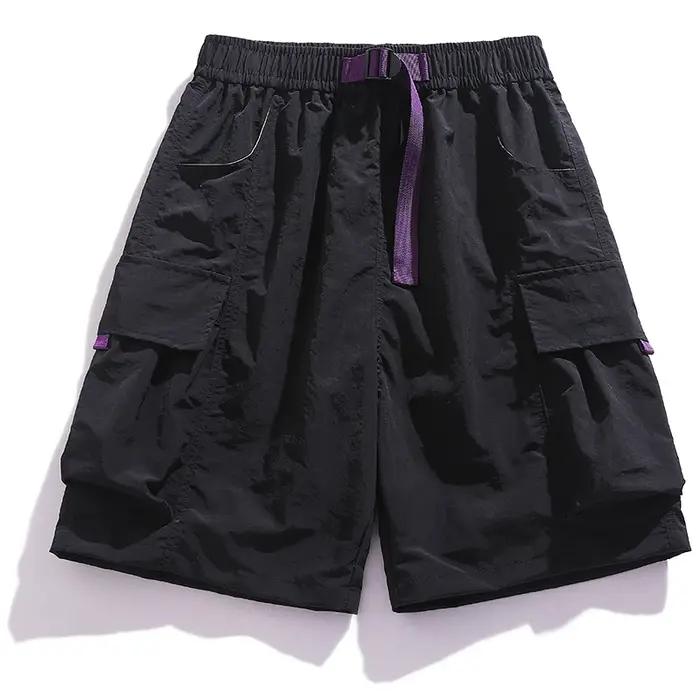 Short de Skateboard pour femmes et hommes, ample, décontracté, avec ceinture, grande poche, Cargo, B
