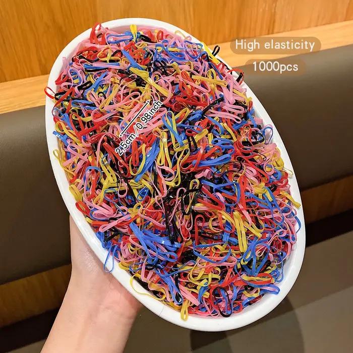 1000 morceaux d'élastiques noirs et colorés, élastiques de base, accessoires pour cheveux adaptés à