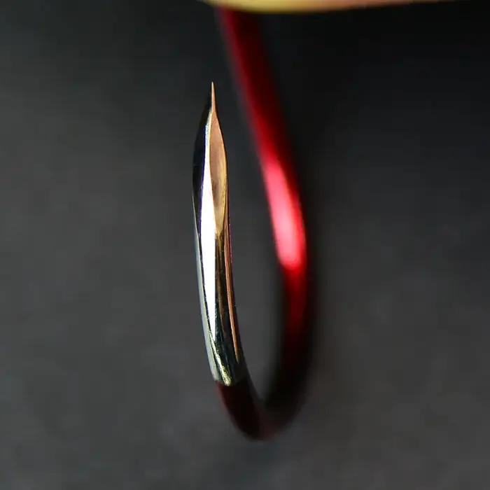 Hameçons de pêche japonais à pointe super aiguille, à bouche courbée triangulaire, à attaque rapide,
