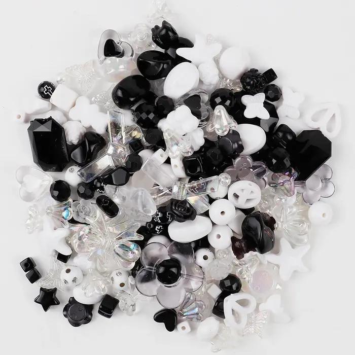 Perles acryliques de taille mixte aléatoire, 50g, perles de fleurs en forme de cœur souriant pour br