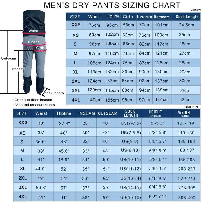 Pantalon de pataugeoire imperméable hommes femmes - Vêtements secs kayak rafting bateau