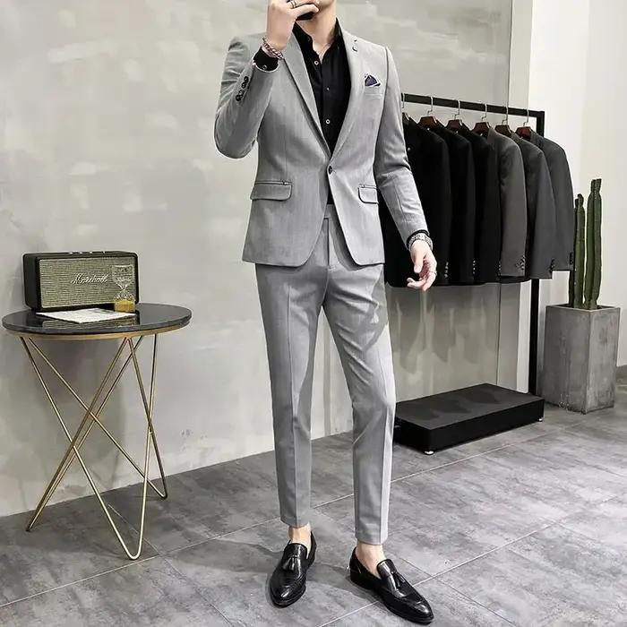 Costume de mariage deux pièces de haute qualité pour hommes, Costume de Banquet décontracté d'affair