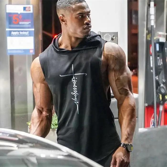 Gym Fitness gilets amples sans manches rue Hip Hop basket-ball débardeurs à capuche coton respirant