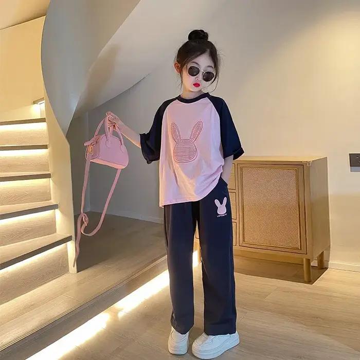 Filles sport deux pièces modèles d'été Style étranger nouvelles filles grande fille été à manches co