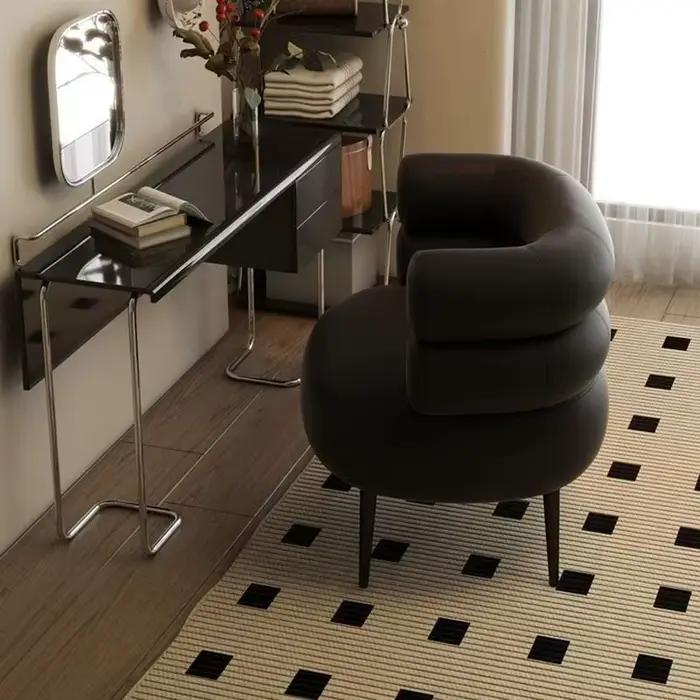Chaise d'appoint en cuir ciré pour salon et chambre à coucher, canapé simple, chaise paresseuse, dos