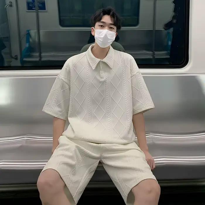 Ensemble Henley chemise et short pour hommes grande taille coupe ample respirant été 2025 collection vêtements décontractés activités extérieures