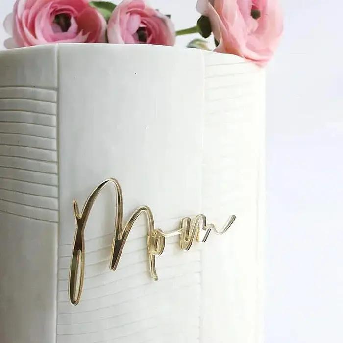 Décoration de gâteau d'anniversaire joyeux fête des mères, design Simple doré en acrylique, décorati