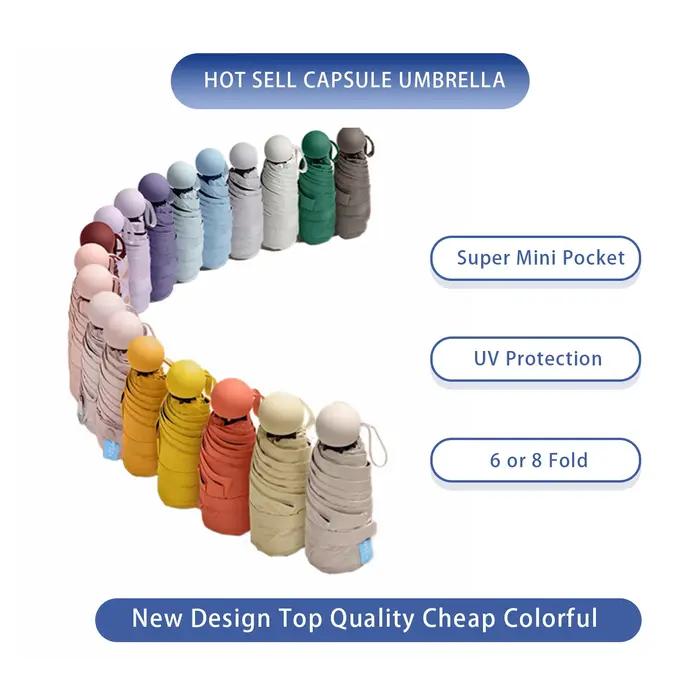 Parapluie à capsules Portable ultraléger et Compact, Protection UV, Mini parapluie à cinq volets