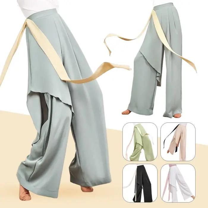 Pantalon jambes larges en mousseline de soie - Pantalon d'été taille haute style Y2K coréen