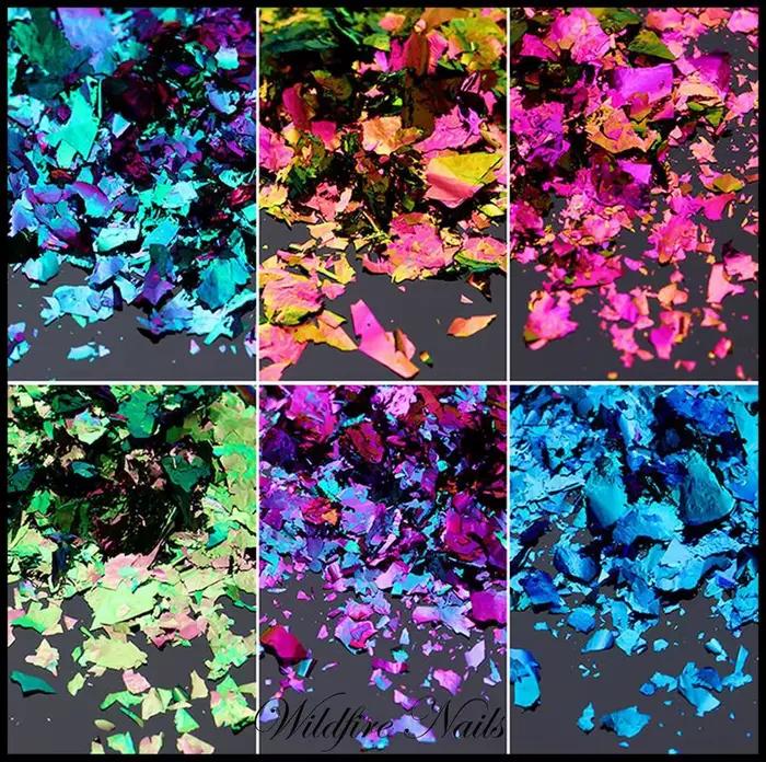 1 pot de paillettes pour nail art AURORA Chrome, multi-chrome, caméléon, paon, galaxie, paillettes p