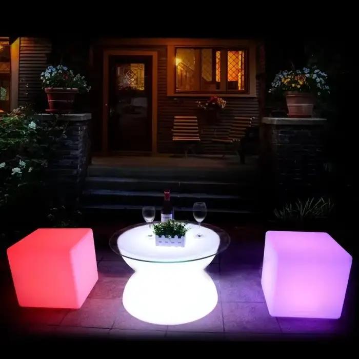 Siège Cube électroluminescent LED télécommandé pour l'extérieur, 16 couleurs, tabourets de Bar KTV,
