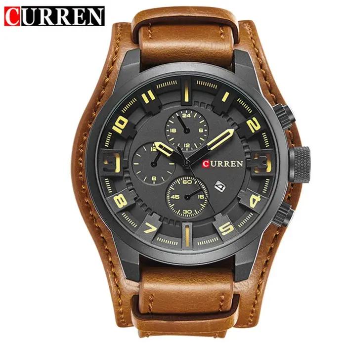 Nouvelles montres CURREN marque de luxe hommes montre bracelet en cuir mode Quartz-montre sport déco