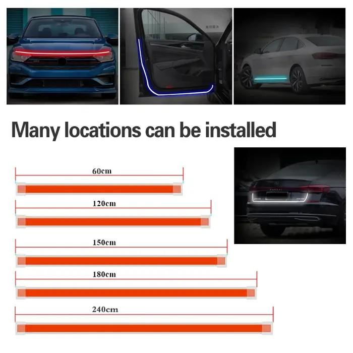Bande lumineuse LED étanche pour voiture, antibrouillard, feux diurnes DRL, lumière du soleil, lumiè