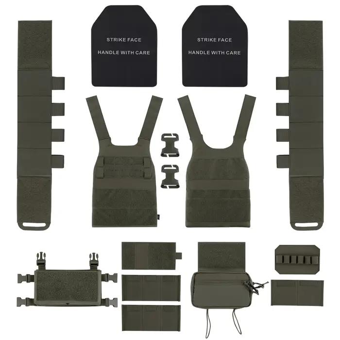 KRYDEX – gilet tactique porte-plaque lisse à basse visibilité, avec ceinture élastique, Micro combat