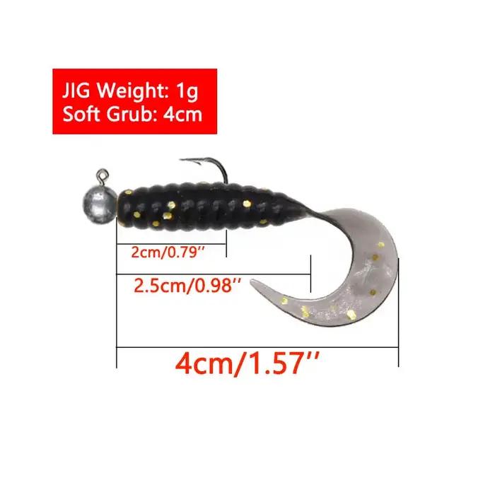 JYJ 5 pièces/sac 1g jig crochet avec 4cm pêche grub ver mouche doux petit leurre appât artificiel ma