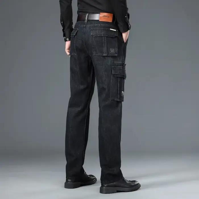 Pantalon cargo en denim multi-poches pour hommes, jean droit décontracté épais, surintendant ser, gr