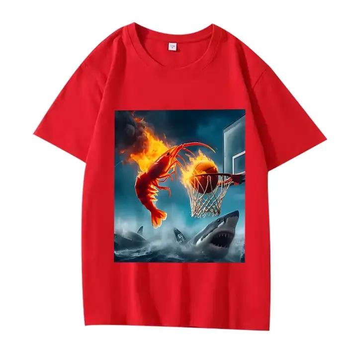 Crevettes Dunking on Shark graphique t-shirt rétro pêche Meme t-shirt femmes à manches courtes été h