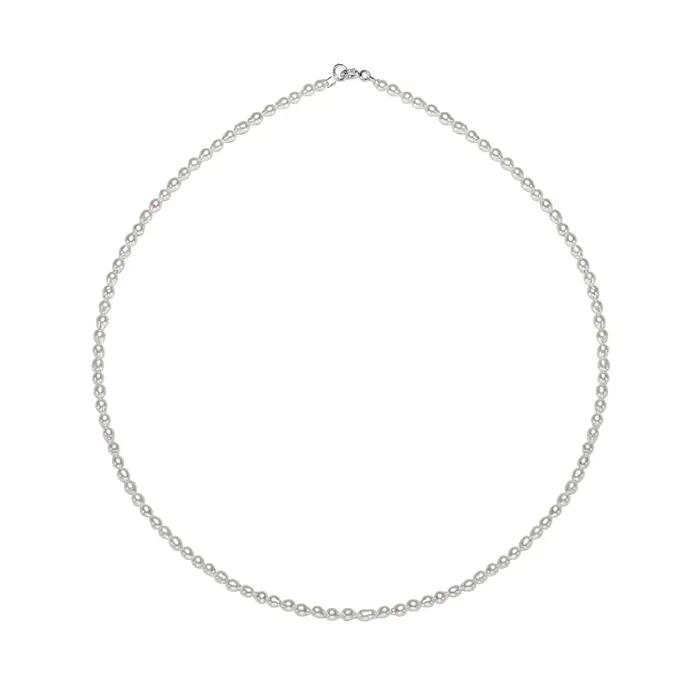 Dainashi 925 argent Sterling 2.5-3.5mm forme de riz colliers de perles d'eau douce 40cm de longueur