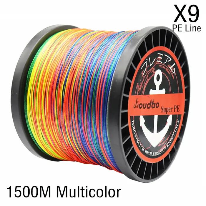 Ligne de pêche tressée S9 à 9 brins, 1500m PE, multicolore, forte résistance, accessoire de pêche à