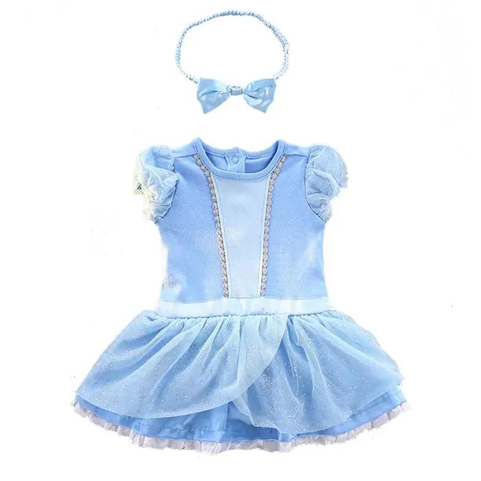 Robe pour petites filles de 3 à 18 mois, avec bandeau, barboteuse, bébé Elsa Mickey, combinaison mig