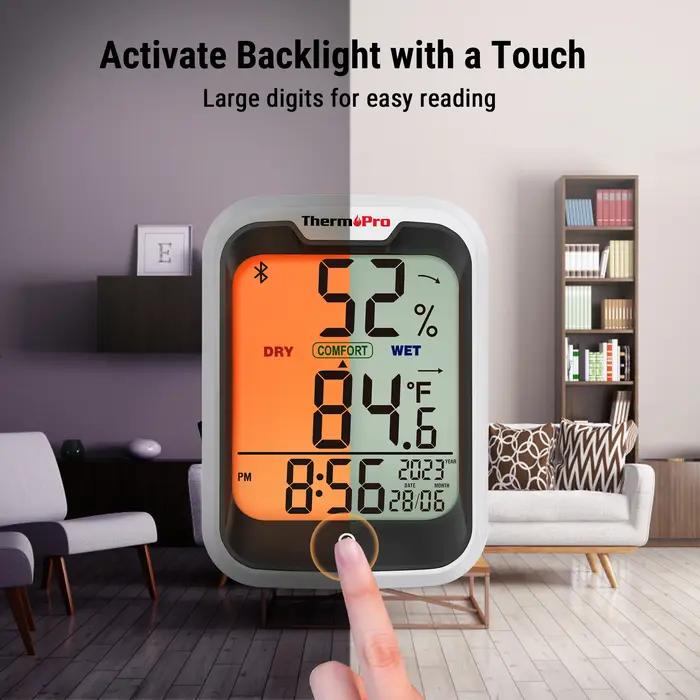 ThermoPro TP358 rétro-éclairage Bluetooth, Station météo à chiffres, thermomètre et hygromètre d'int