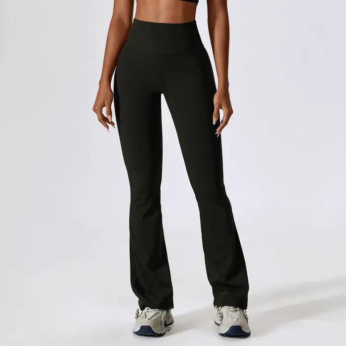 Leggings évasés taille haute femme - Pantalon de yoga et danse latine - Fitness et gym confortable