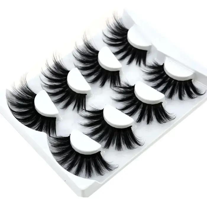 4 paires de cils de vison naturels 25mm cils faits à la main faux cils étendus