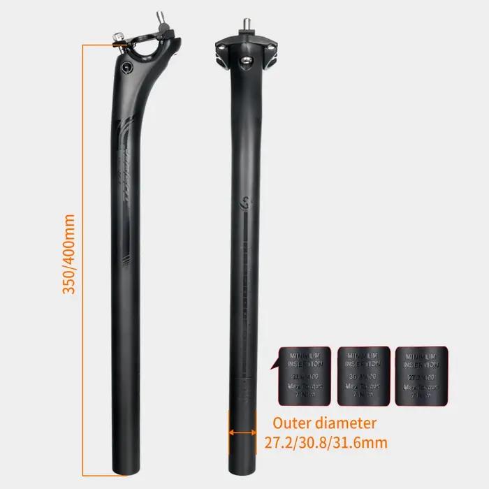 TOSEEK – tige de selle en carbone 27.2/30.8/31.6mm, noir mat, Tube de selle vtt/vélo de route, longu