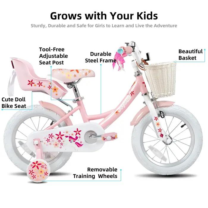 YSTAR-Vélo à chaîne pour filles de 2 à 9 ans, bicyclette pour enfants avec roues d'entraînement, ban